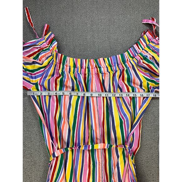Eloquii Dress Striped Off the Shoulder Rainbow Mini Size 16 - Picture 9 of 12